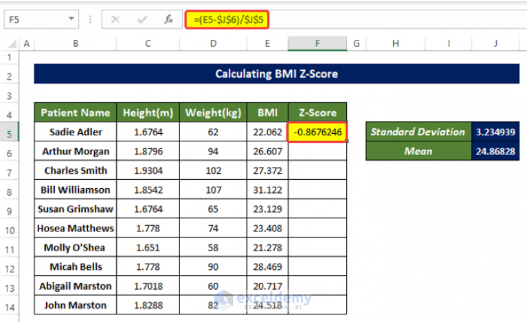 How to Calculate BMI Z Score in Excel (with Quick Steps) - ExcelDemy