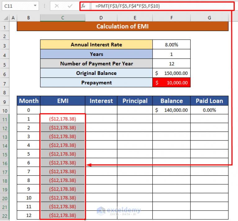 emi-calculator-with-prepayment-option-in-excel-sheet-with-easy-steps