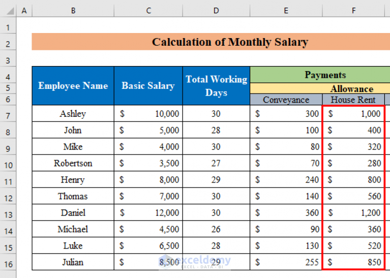 How To Calculate Monthly Salary In Excel with Easy Steps ExcelDemy