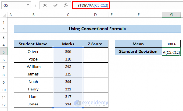 How To Calculate Z Score In Excel (2 Easy Methods) - Exceldemy