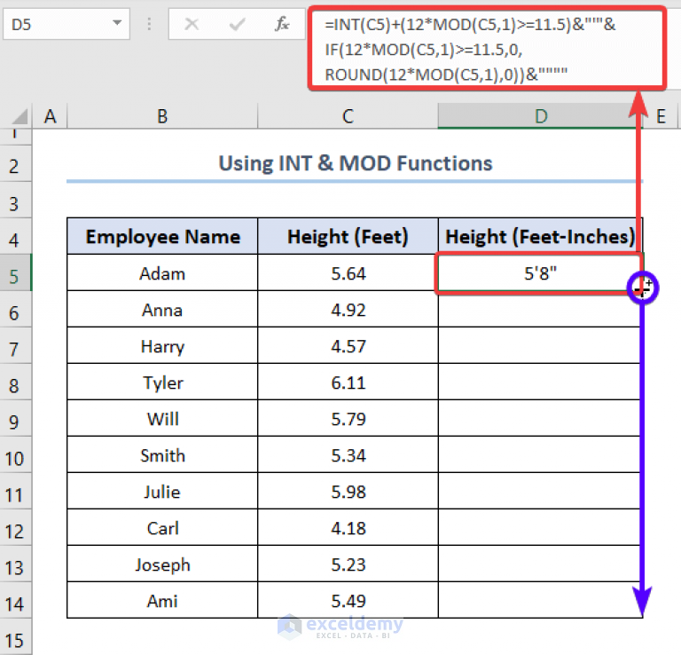 How to Convert Decimal Feet to Feet and Inches in Excel (4 Handy Methods)