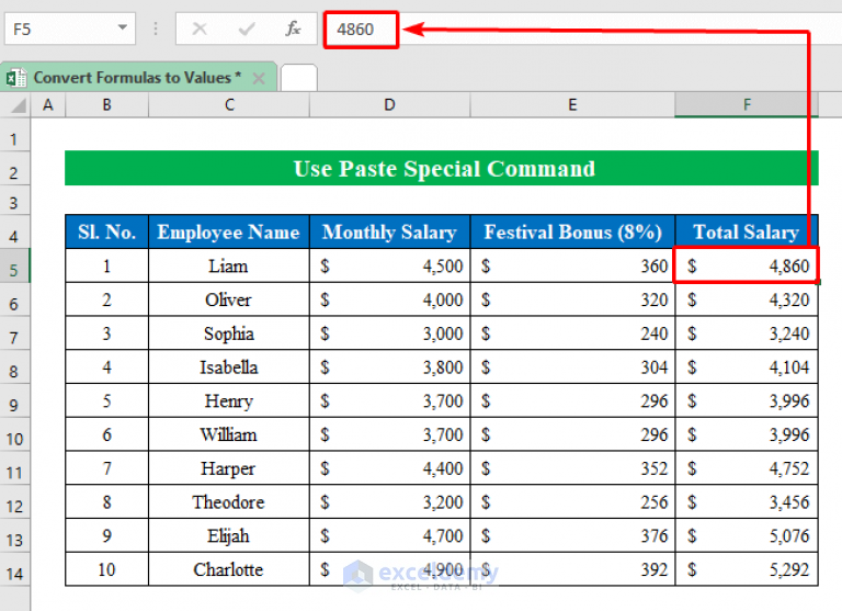 How To Convert Formulas To Values In Excel 8 Quick Methods 