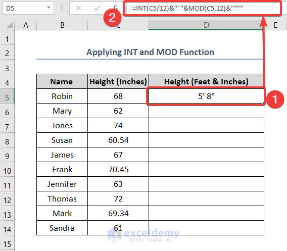 How to Convert Inches to Feet and Inches in Excel (5 Handy Methods)