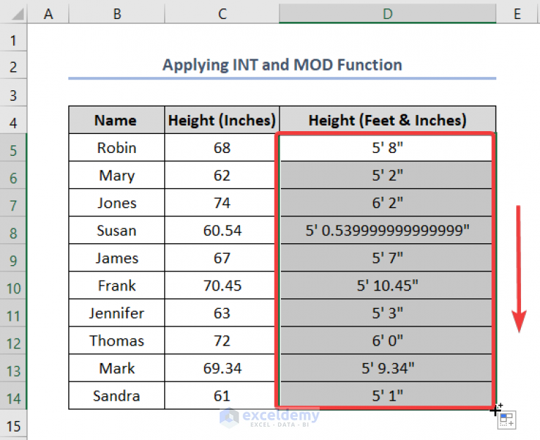 How to Convert Inches to Feet and Inches in Excel (5 Handy Methods)