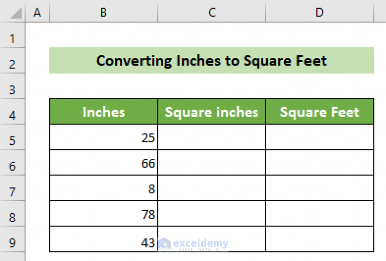 how-to-convert-inches-to-square-feet-in-excel-2-easy-methods