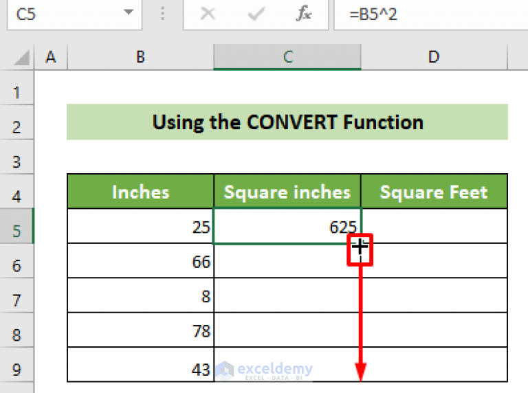 how-to-convert-inches-to-square-feet-in-excel-2-easy-methods