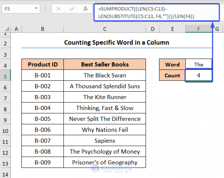 How To Count Words In Excel Column 5 Useful Ways ExcelDemy