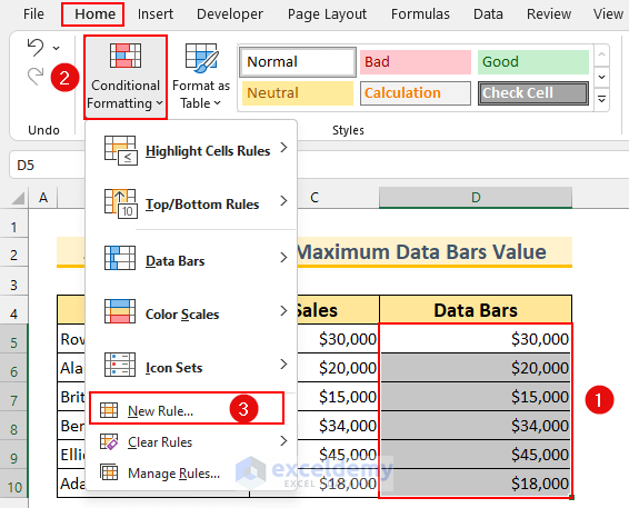 How To Define Maximum Data Bars Value In Excel 6 Easy Ways 