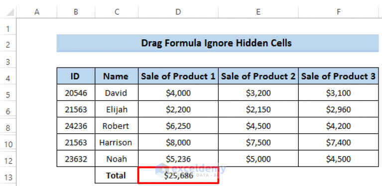 how-to-drag-formula-and-ignore-hidden-cells-in-excel-2-examples