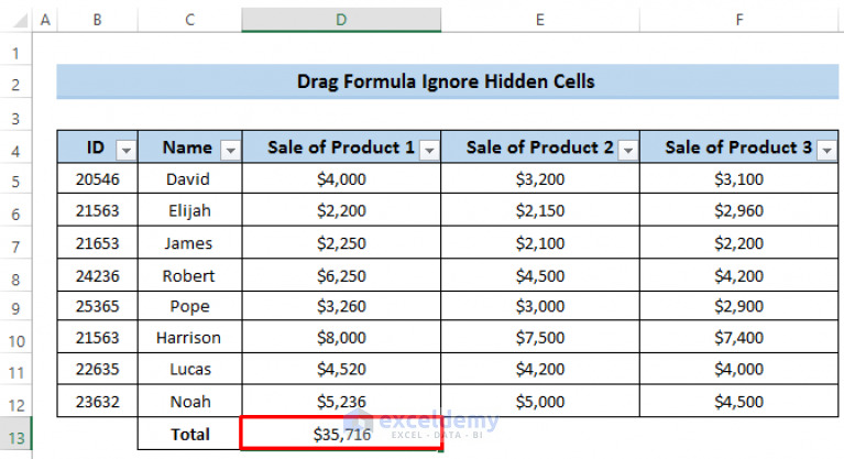 how-to-drag-formula-and-ignore-hidden-cells-in-excel-2-examples