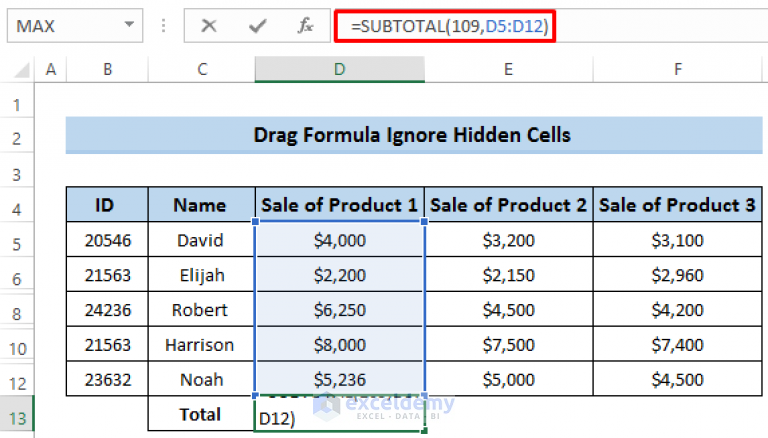 Excel Average Ignore Hidden Cells