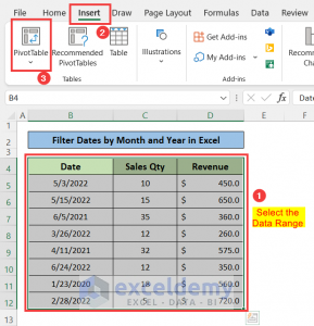 How to Filter Dates by Month and Year in Excel (4 Easy Methods)