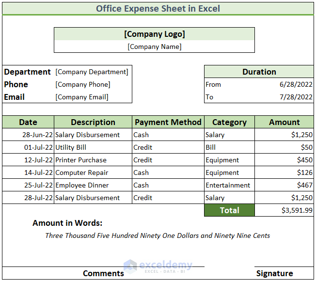 How To Make Office Expense Sheet In Excel with Easy Steps 