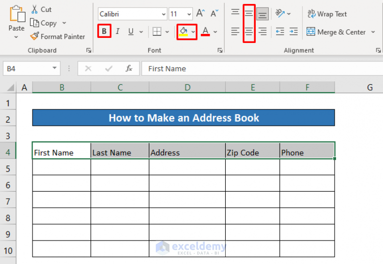 How to Make an Address Book in Excel (An Ultimate Guide) ExcelDemy