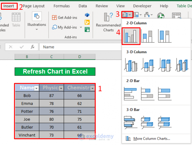 Excel Chart Refresh Data 