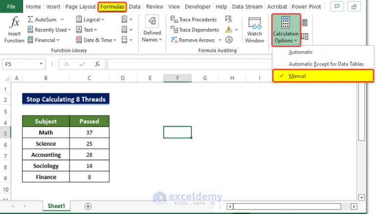 Stop Calculating In Excel