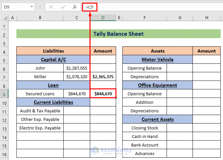 how-to-tally-a-balance-sheet-in-excel-exceldemy