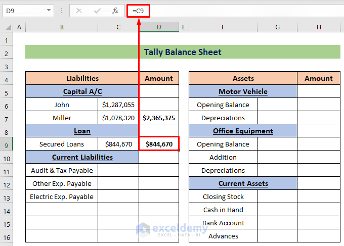 How To Tally A Balance Sheet In Excel ExcelDemy