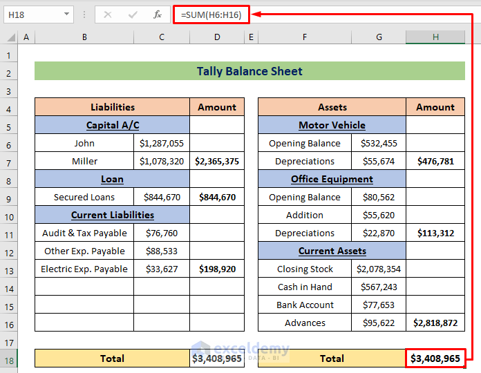 How To Tally A Balance Sheet In Excel ExcelDemy