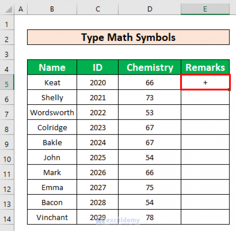 What Are The Math Symbols In Excel