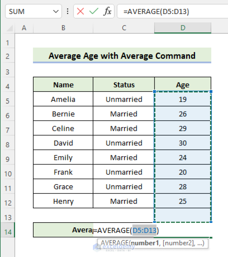 How To Calculate Mean Age In Excel