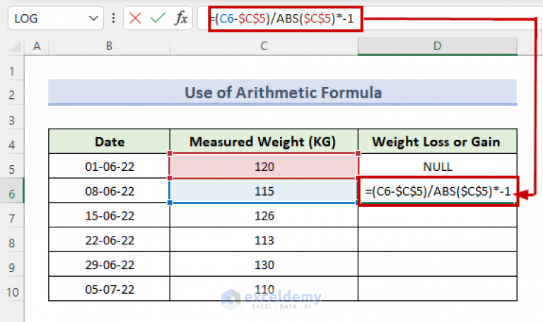 how-to-calculate-weight-gain-or-loss-in-excel-5-easy-methods