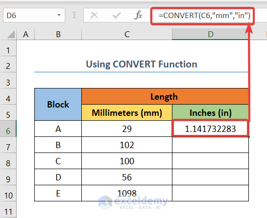 How To Convert Millimeters mm To Inches in In Excel 3 Quick Methods 