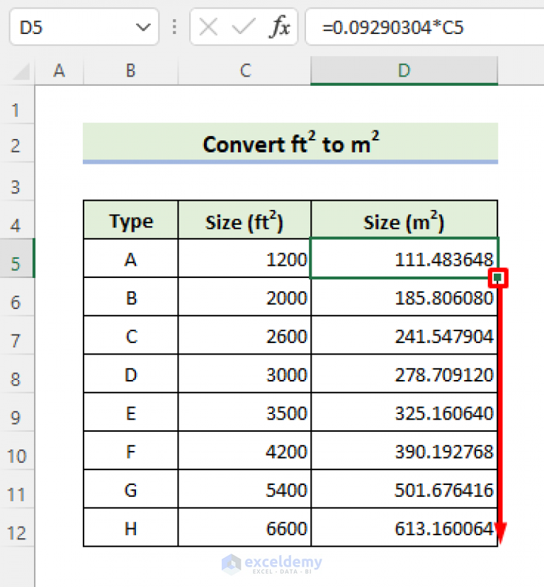 how-to-convert-square-feet-to-square-meters-in-excel-2-quick-methods