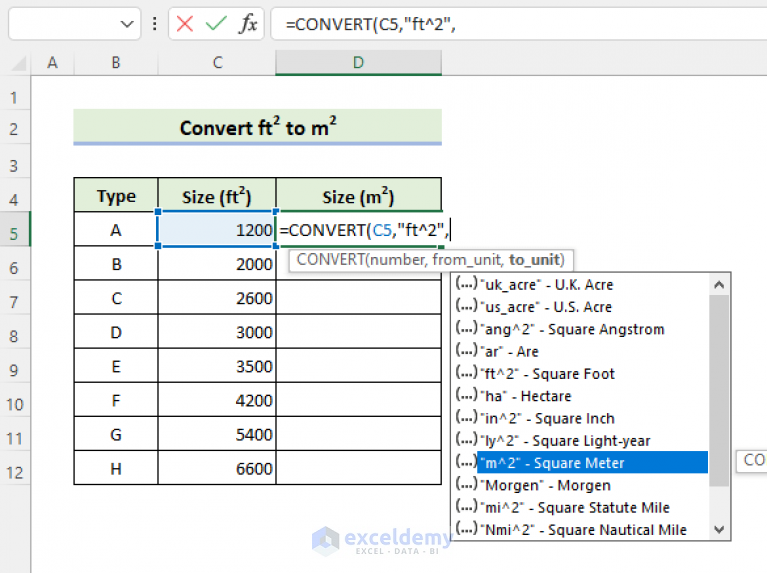 how-to-convert-square-feet-to-square-meters-in-excel-2-quick-methods