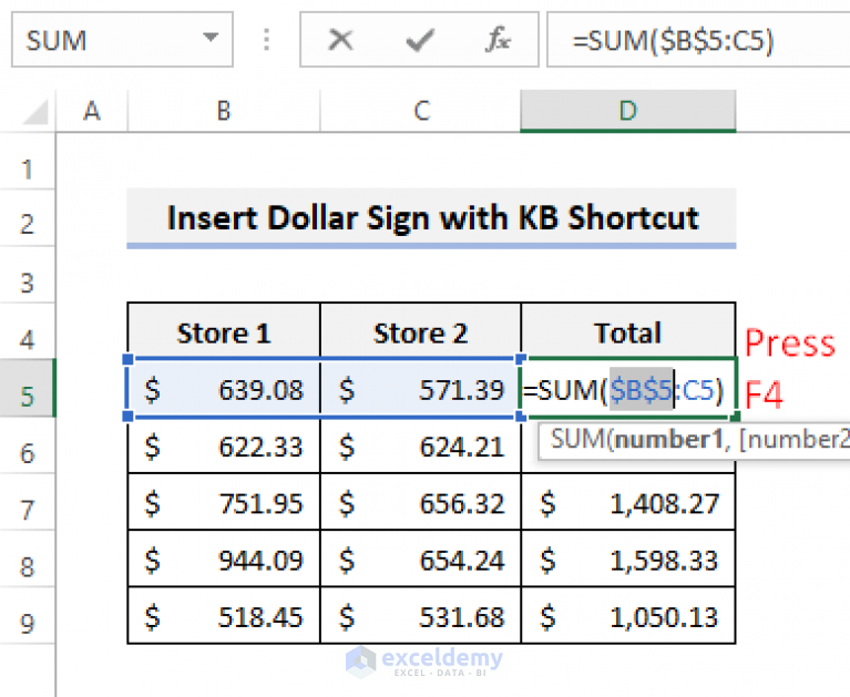 How To Insert Dollar Sign In Excel Formula 3 Handy Methods 