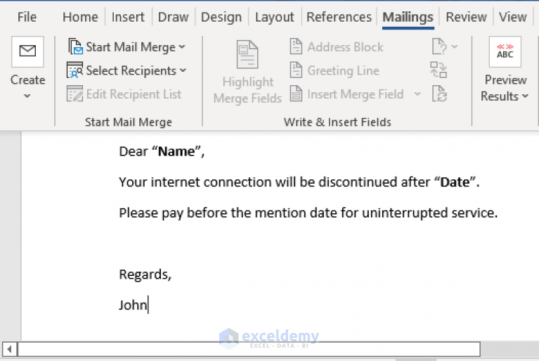 outlook mail merge excel