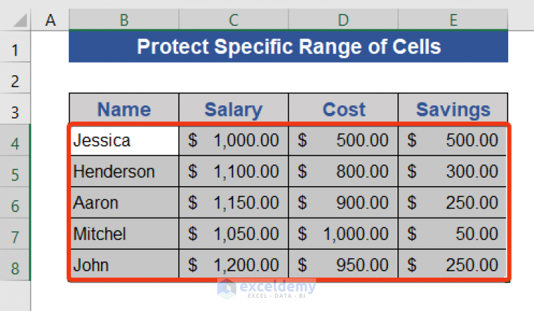 Excel Vba To Protect Range Of Cells 3 Examples Exceldemy 3785