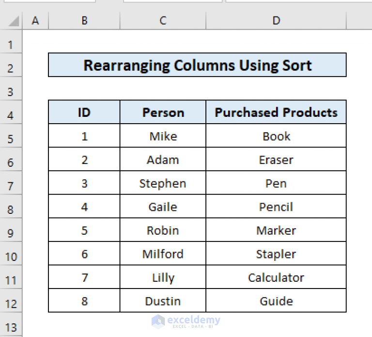 how-to-rearrange-columns-alphabetically-in-excel-5-methods