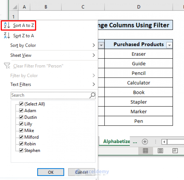 How To Rearrange Columns Alphabetically In Excel 5 Methods 5629