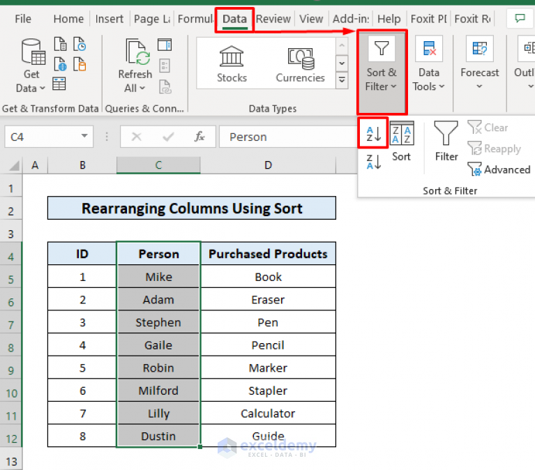 how-to-rearrange-columns-alphabetically-in-excel-5-methods