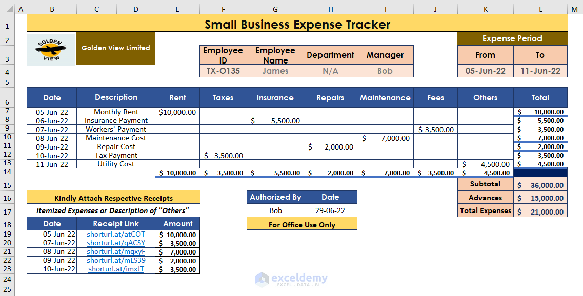  How To Keep Track Of Small Business Expenses In Excel 2 Ways 
