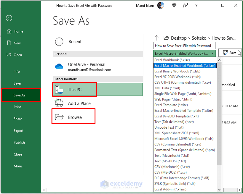 How To Save Excel File With Password ExcelDemy