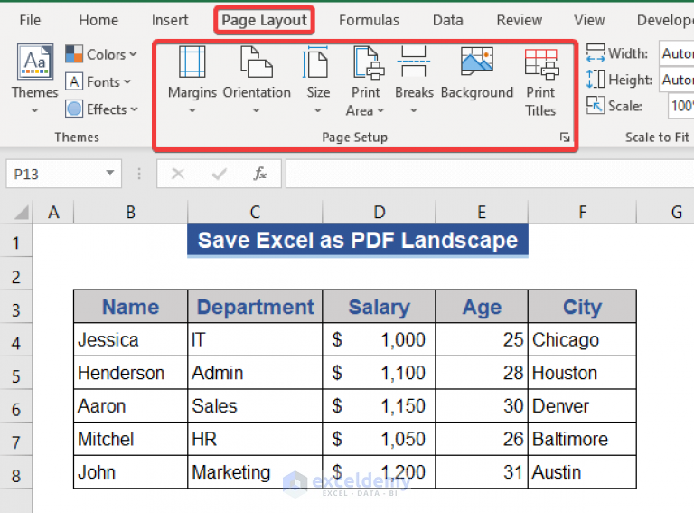 How To Save Excel As Pdf Landscape