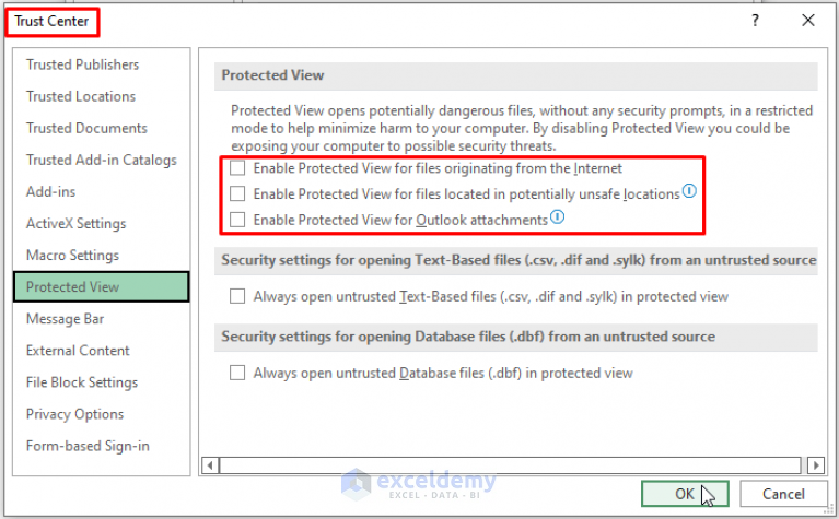 protected view excel 2016 enable editing