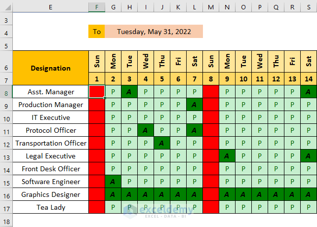 Attendance Sheet With Salary In Excel Format with Easy Steps 