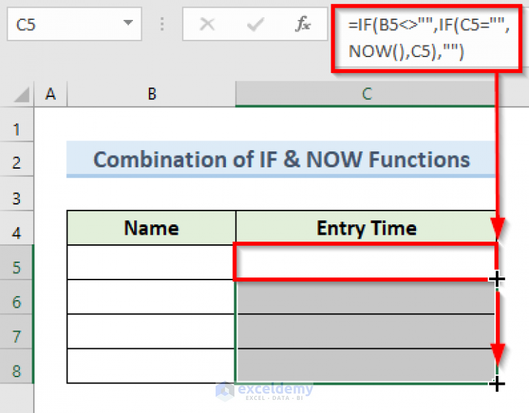 how-to-automatically-insert-timestamp-data-entries-in-excel-5-methods