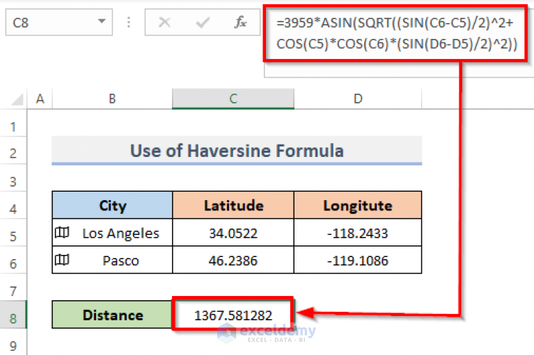 Distance Between Two Cities In Excel