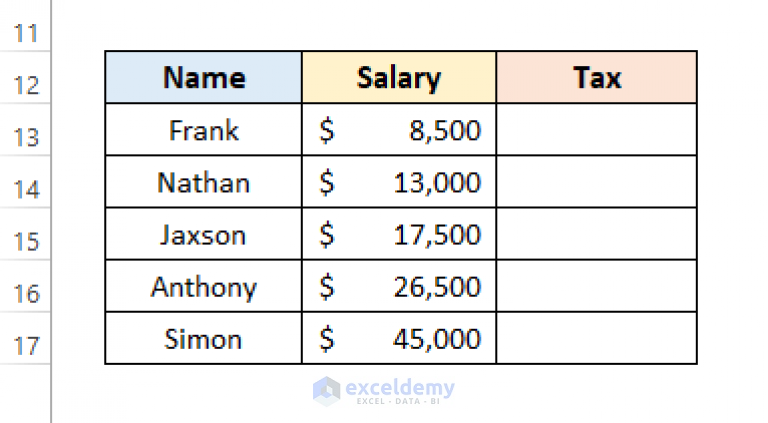 How To Calculate Income Tax In Excel Using If Function With Easy Steps