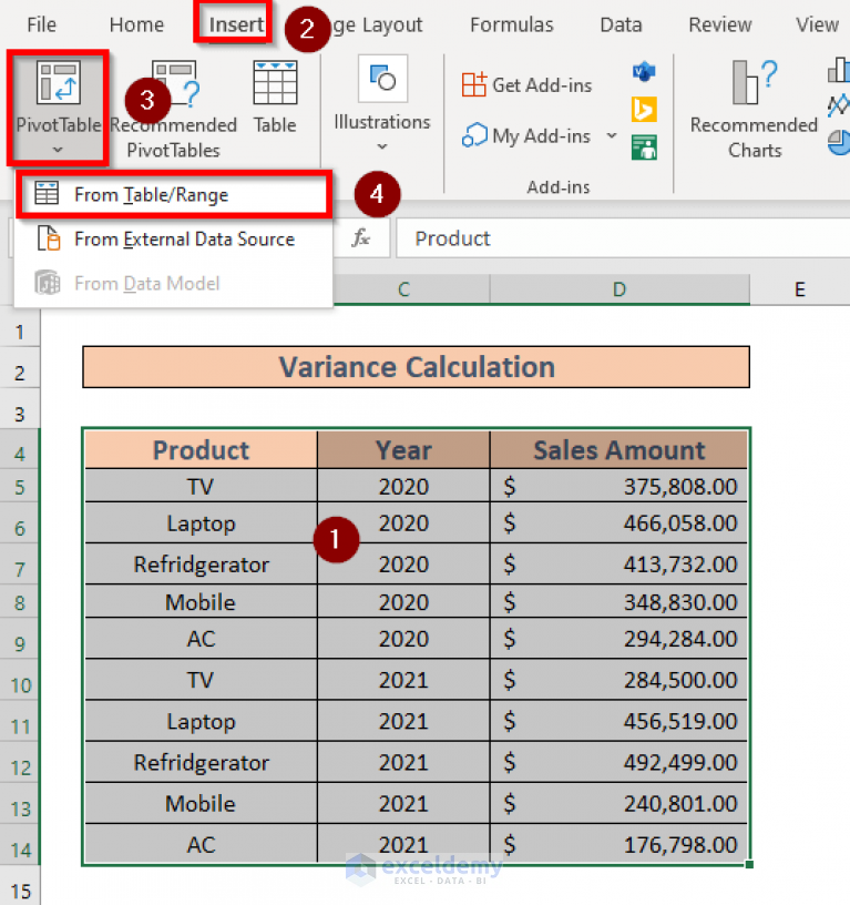 How To Calculate Variance Using Pivot Table In Excel With Easy Steps