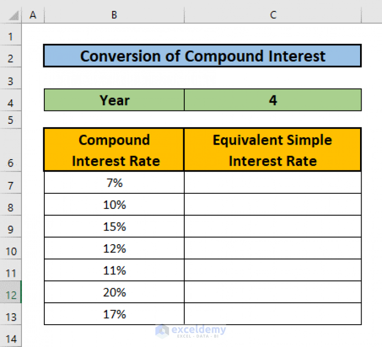 convert-compound-interest-to-simple-interest-in-excel-with-easy-steps