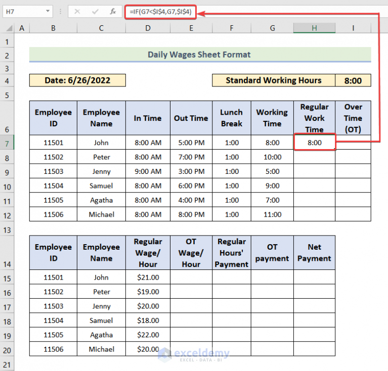 Daily Wages Sheet Format in Excel (with Quick Steps) - ExcelDemy