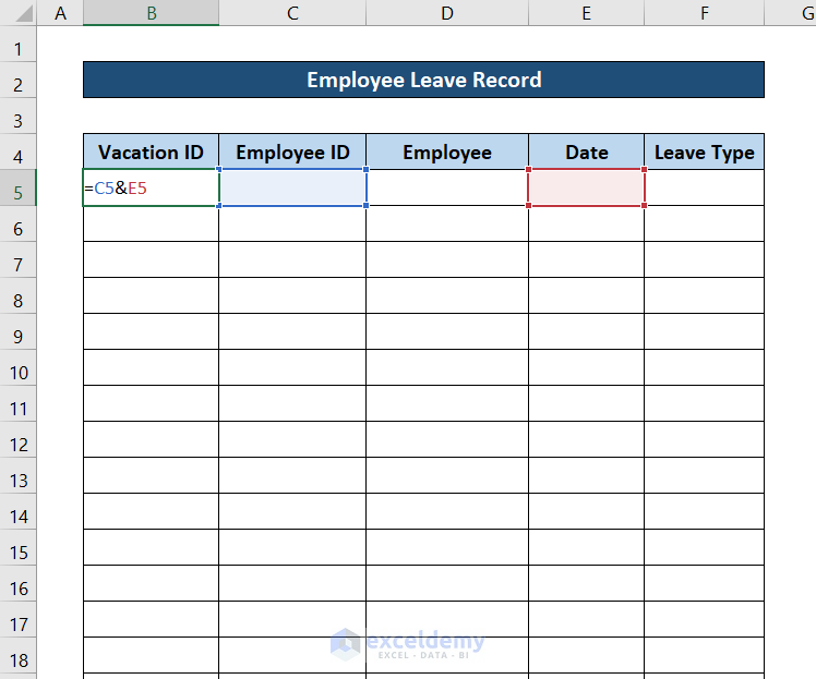 employee monthly leave record format in excel