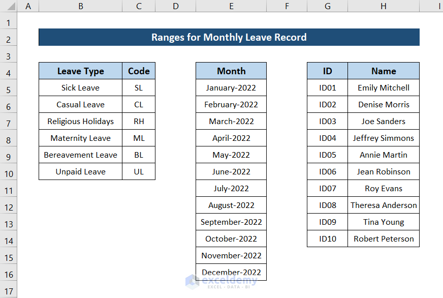 How To Create Employee Monthly Leave Record Format In Excel With Easy 