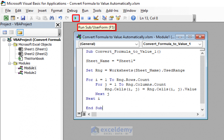 excel-vba-convert-formula-to-value-automatically-2-easy-methods