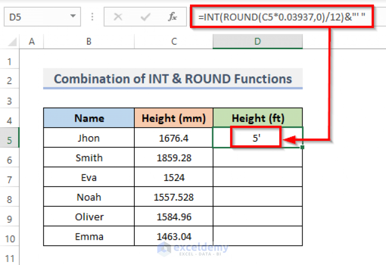 How To Convert Millimeters Mm To Feet Ft And Inches In In Excel 4952